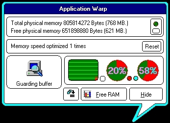 Application Warp Memory Manager Screenshot